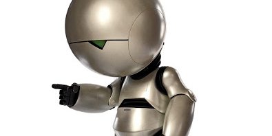A photo of Marvin, the android from Hitchhiker's guide to the galaxy